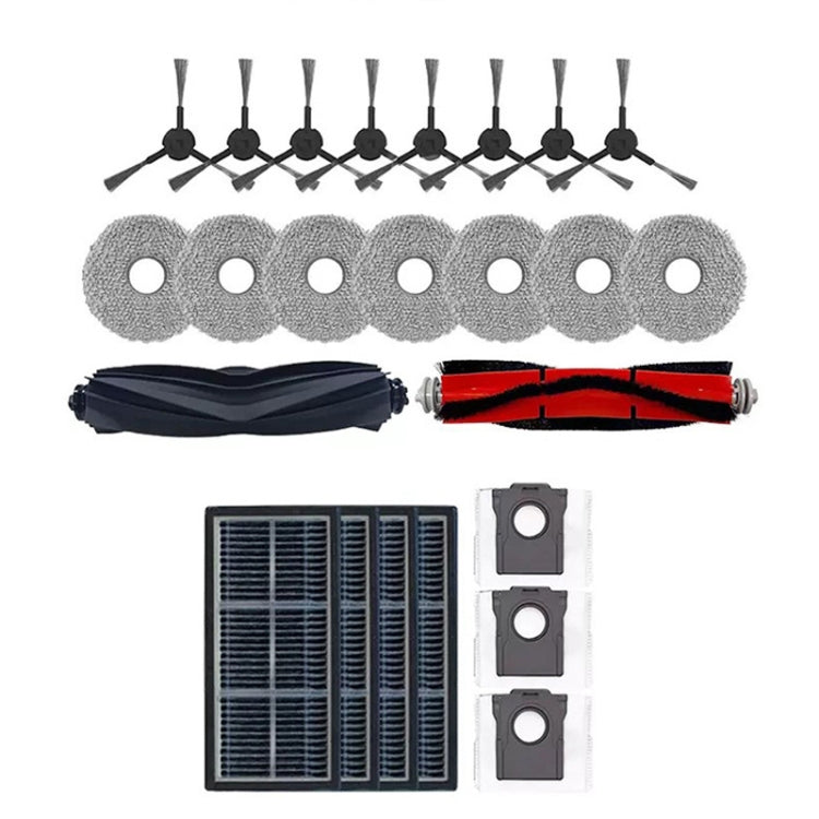 Per pezzi di ricambio per aspirapolvere robot Dreame X30 / X30 Pro, Rubber Brush, 2pcs Side Brush, Roller Brush, 2pcs Rag, 2pcs Filter, 2pcs Dust Bag, Cutting Roller Brush