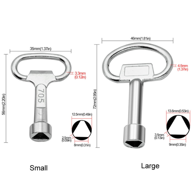 Chiave triangolare per telaio valvola acqua 5 pezzi, Large, Small