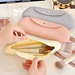 Borsa portaoggetti in silicone per pennelli da trucco, borsa portaoggetti da viaggio portatile, grande capacità, organizer per cosmetici