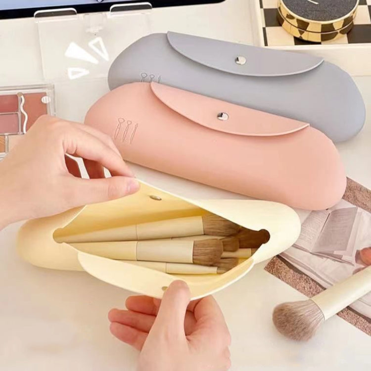 Borsa portaoggetti in silicone per pennelli da trucco, borsa portaoggetti da viaggio portatile, grande capacità, organizer per cosmetici
