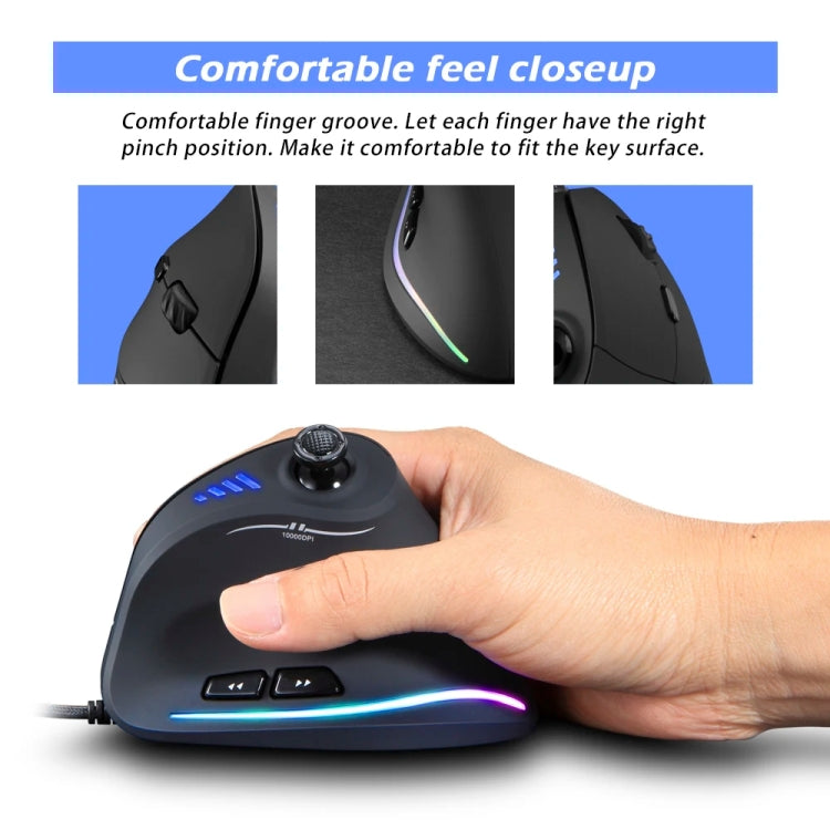 ZELOTES C18 11-Keys RGB Vertical Grip Ergonomic Joystick Programmazione Mouse da gioco cablato, C18
