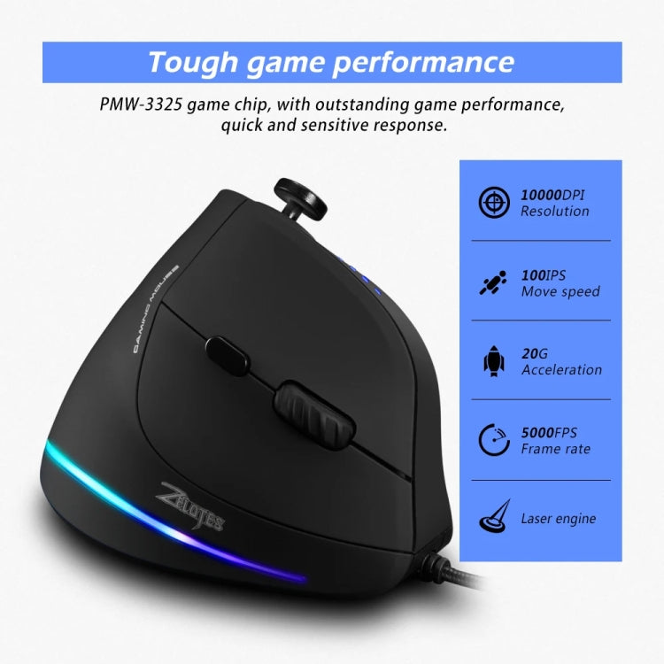 ZELOTES C18 11-Keys RGB Vertical Grip Ergonomic Joystick Programmazione Mouse da gioco cablato, C18