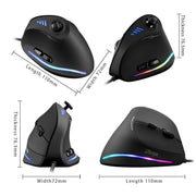ZELOTES C18 11-Keys RGB Vertical Grip Ergonomic Joystick Programmazione Mouse da gioco cablato, C18