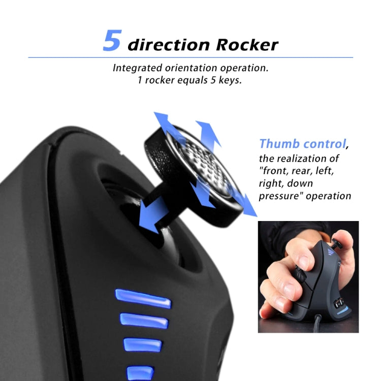 ZELOTES C18 11-Keys RGB Vertical Grip Ergonomic Joystick Programmazione Mouse da gioco cablato, C18