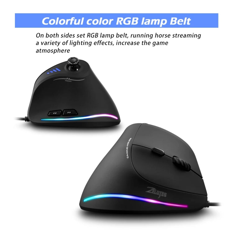 ZELOTES C18 11-Keys RGB Vertical Grip Ergonomic Joystick Programmazione Mouse da gioco cablato, C18