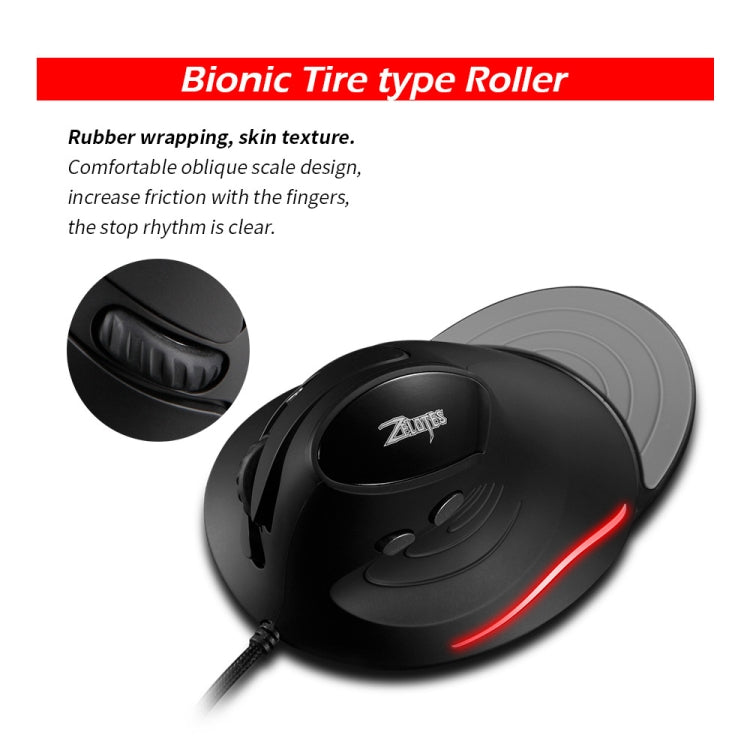 Mouse cablato ergonomico staccabile con impugnatura verticale ZELOTES T30 a 6 tasti, T30