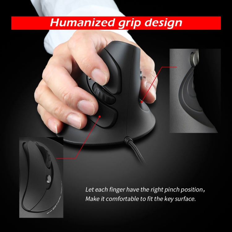 Mouse cablato ergonomico staccabile con impugnatura verticale ZELOTES T30 a 6 tasti, T30