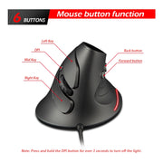Mouse cablato ergonomico staccabile con impugnatura verticale ZELOTES T30 a 6 tasti, T30
