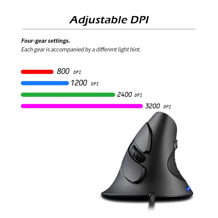 Mouse cablato ergonomico staccabile con impugnatura verticale ZELOTES T30 a 6 tasti, T30