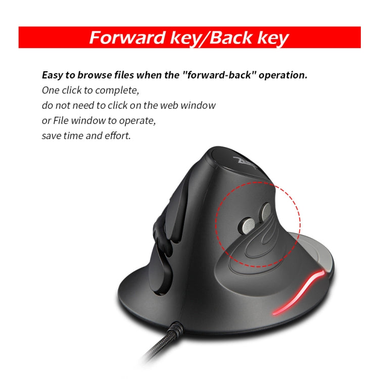Mouse cablato ergonomico staccabile con impugnatura verticale ZELOTES T30 a 6 tasti, T30