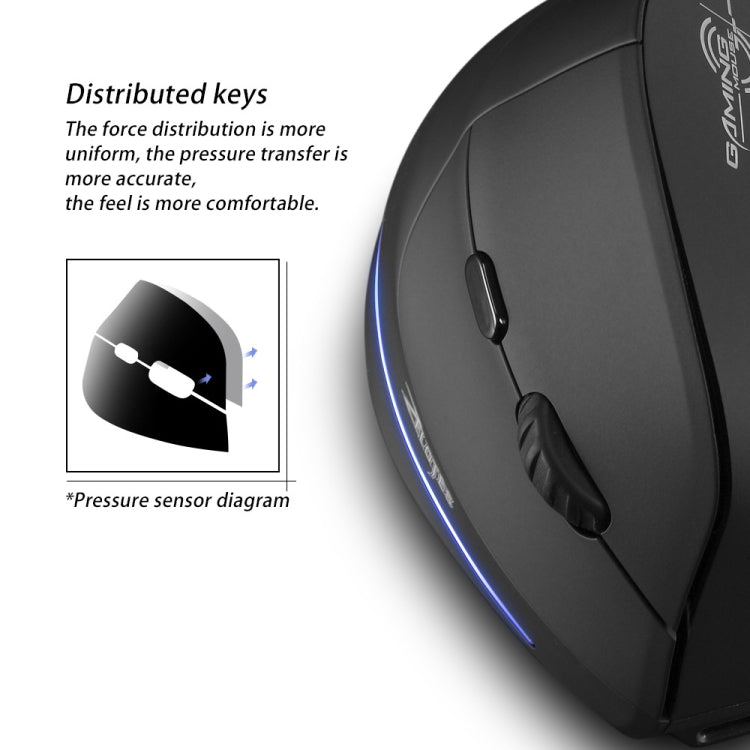 Mouse wireless ricaricabile ergonomico con impugnatura verticale ZELOTES F35 a 6 pulsanti, F35