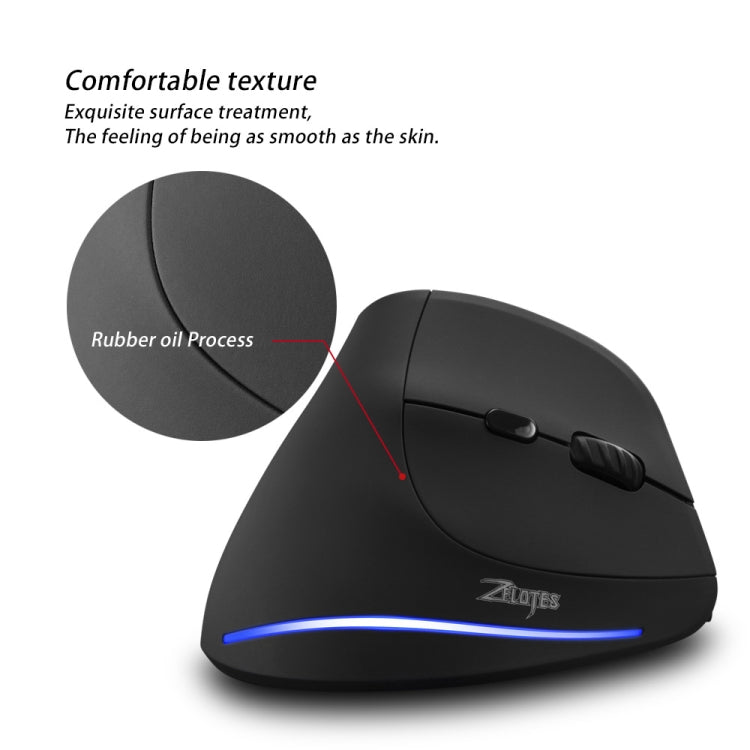 Mouse wireless ricaricabile ergonomico con impugnatura verticale ZELOTES F35 a 6 pulsanti, F35