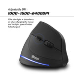 Mouse wireless ricaricabile ergonomico con impugnatura verticale ZELOTES F35 a 6 pulsanti, F35