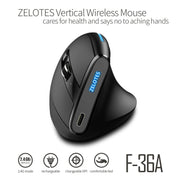ZELOTES F36A Mouse wireless ricaricabile ergonomico con impugnatura verticale a 6 pulsanti, F36A