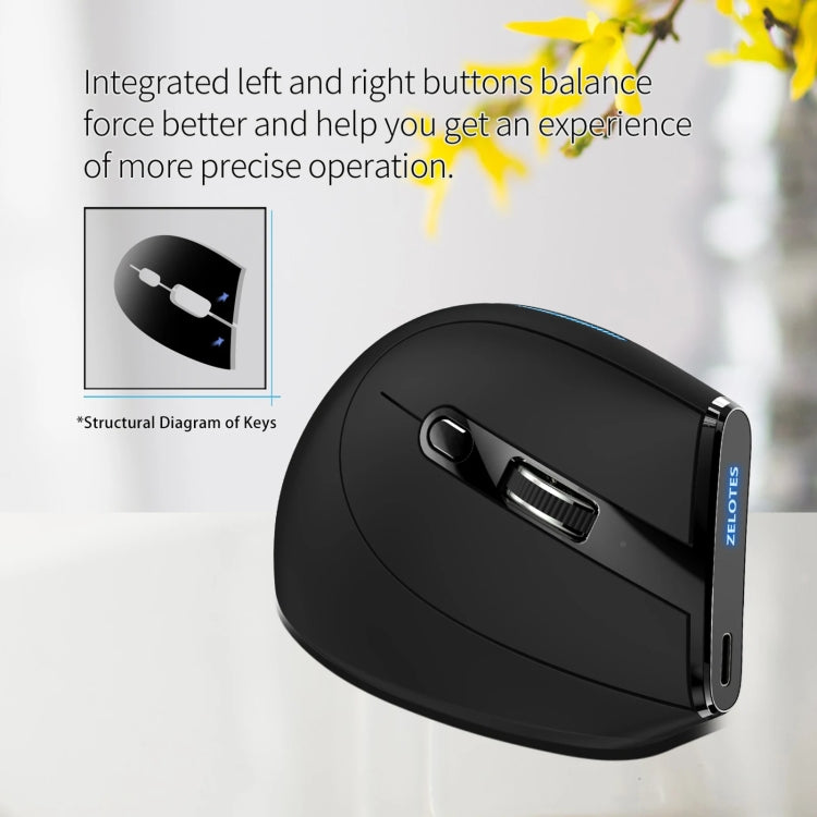 ZELOTES F36A Mouse wireless ricaricabile ergonomico con impugnatura verticale a 6 pulsanti, F36A