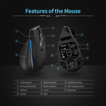 ZELOTES F36A Mouse wireless ricaricabile ergonomico con impugnatura verticale a 6 pulsanti, F36A
