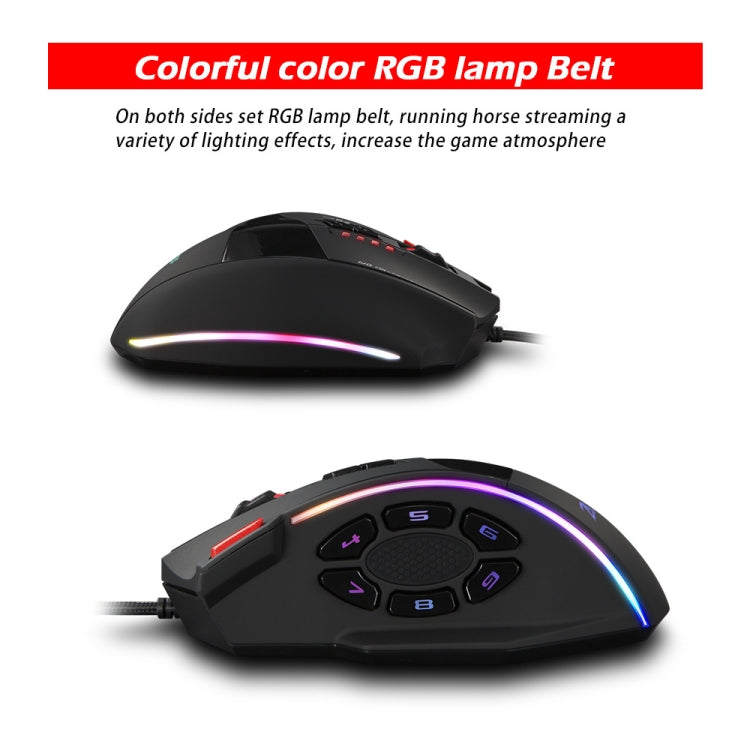 ZELOTES C13 13 tasti RGB Effetto di illuminazione Programmazione Macro Mouse da gioco cablato personalizzato, C13