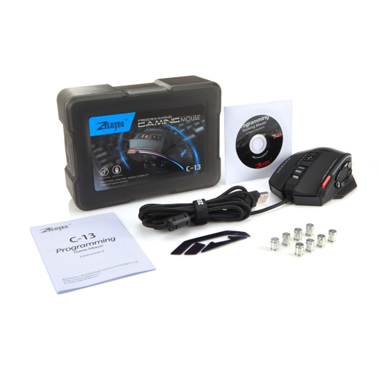 ZELOTES C13 13 tasti RGB Effetto di illuminazione Programmazione Macro Mouse da gioco cablato personalizzato, C13