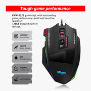 ZELOTES C13 13 tasti RGB Effetto di illuminazione Programmazione Macro Mouse da gioco cablato personalizzato, C13