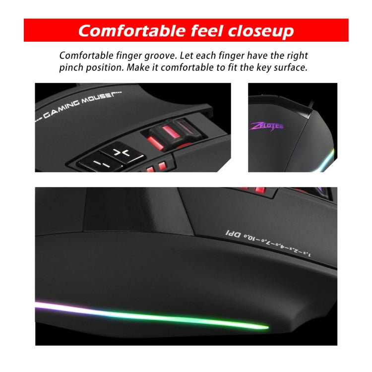 ZELOTES C13 13 tasti RGB Effetto di illuminazione Programmazione Macro Mouse da gioco cablato personalizzato, C13