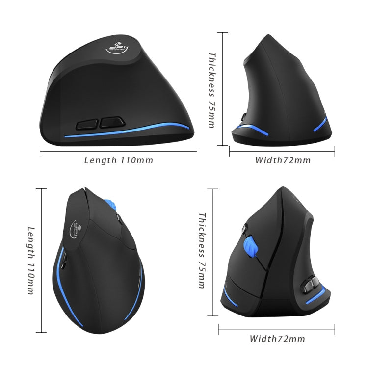 Mouse wireless ricaricabile ergonomico con impugnatura verticale ZELOTES F-35A a 6 pulsanti, F-35A