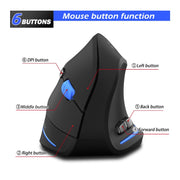 Mouse wireless ricaricabile ergonomico con impugnatura verticale ZELOTES F-35A a 6 pulsanti, F-35A