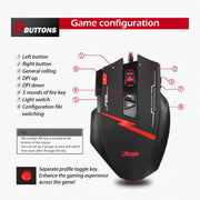 ZELOTES C8 Mouse cablato personalizzato con programmazione di giochi ergonomici a 8 pulsanti, C8