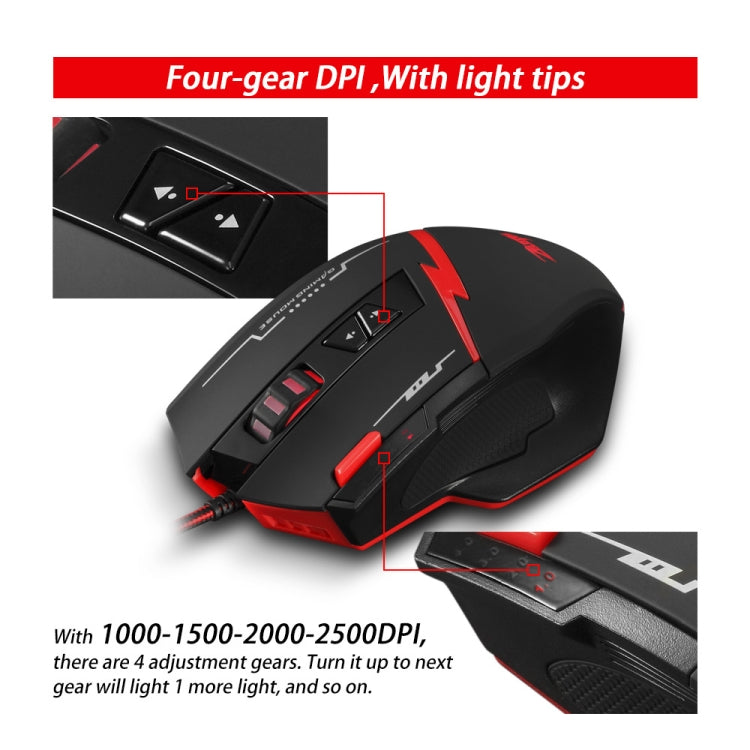 ZELOTES C8 Mouse cablato personalizzato con programmazione di giochi ergonomici a 8 pulsanti, C8