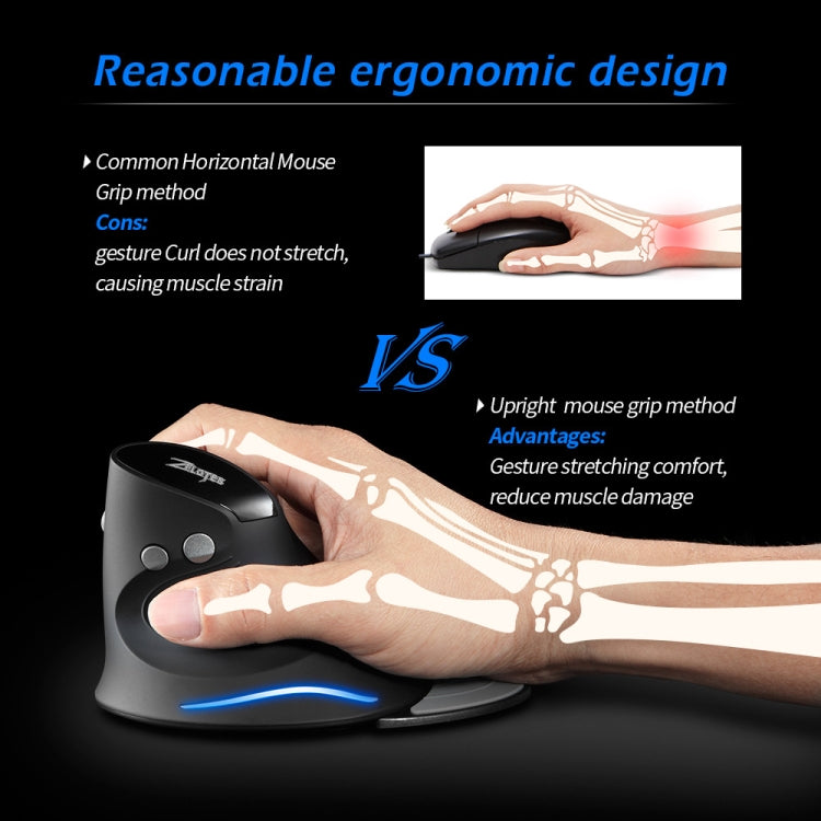 Mouse wireless ergonomico con impugnatura verticale ZELOTES F17 a 6 pulsanti, F17