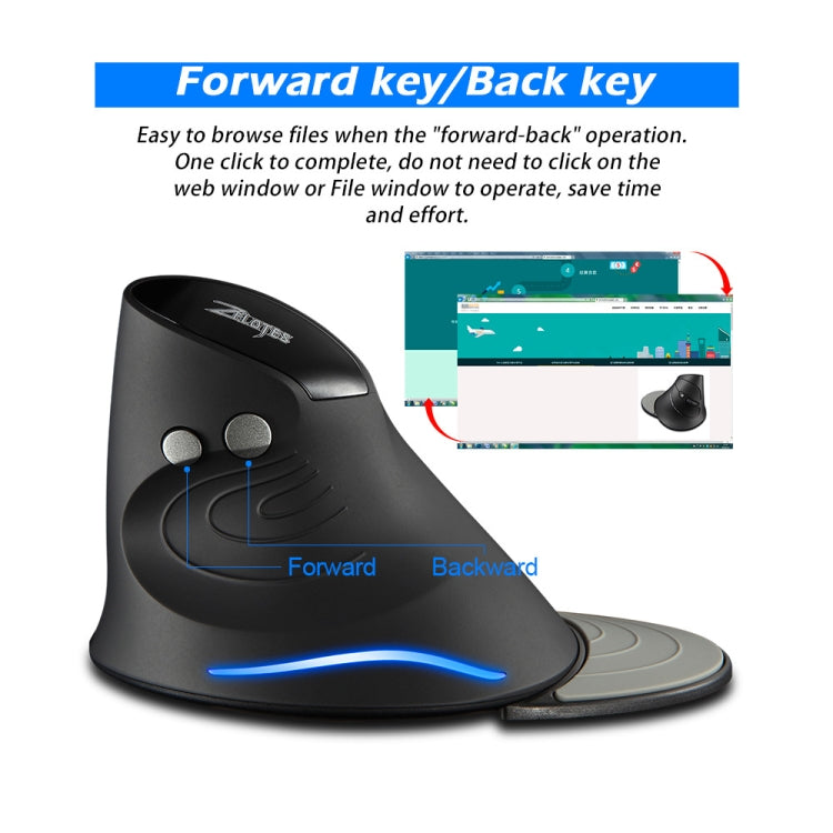 Mouse wireless ergonomico con impugnatura verticale ZELOTES F17 a 6 pulsanti, F17