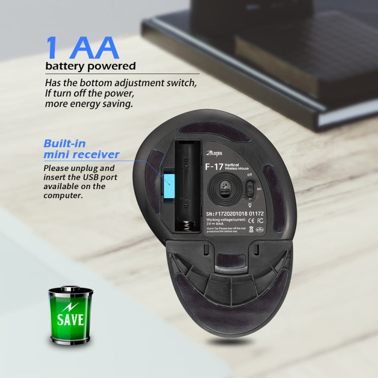 Mouse wireless ergonomico con impugnatura verticale ZELOTES F17 a 6 pulsanti, F17