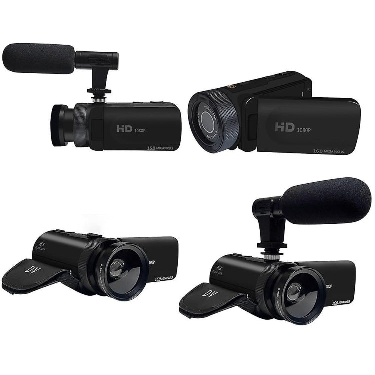 Videocamera per vlogging con zoom digitale 16X da 16 MP e schermo orientabile da 2,4 pollici, Standard US Plug, Standard EU Plug, Standard UK Plug, Standard AU Plug, With Wide Angle & Mic US Plug, With Wide Angle & Mic EU Plug��������������������������...