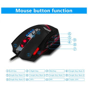 ZELOTES C12 Mouse cablato da gioco personalizzato con programmazione ergonomica a 12 pulsanti, C12