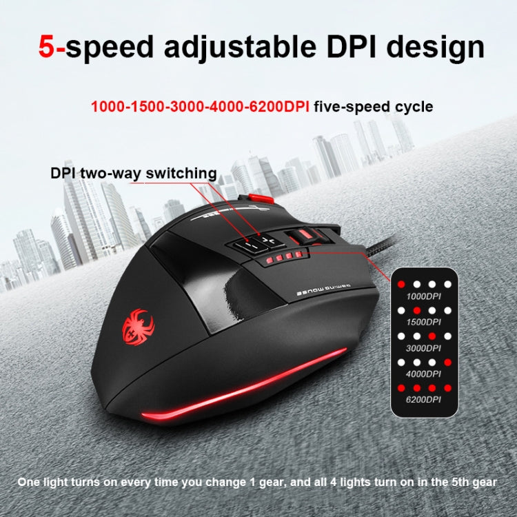 ZELOTES C19 Mouse cablato personalizzato con programmazione ergonomica a 12 tasti, C19