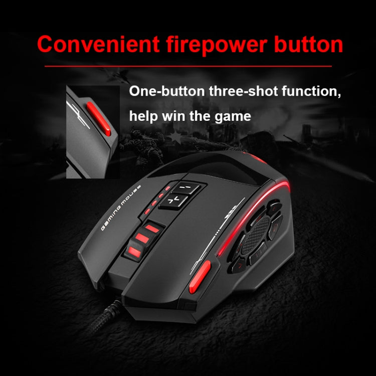 ZELOTES C19 Mouse cablato personalizzato con programmazione ergonomica a 12 tasti, C19