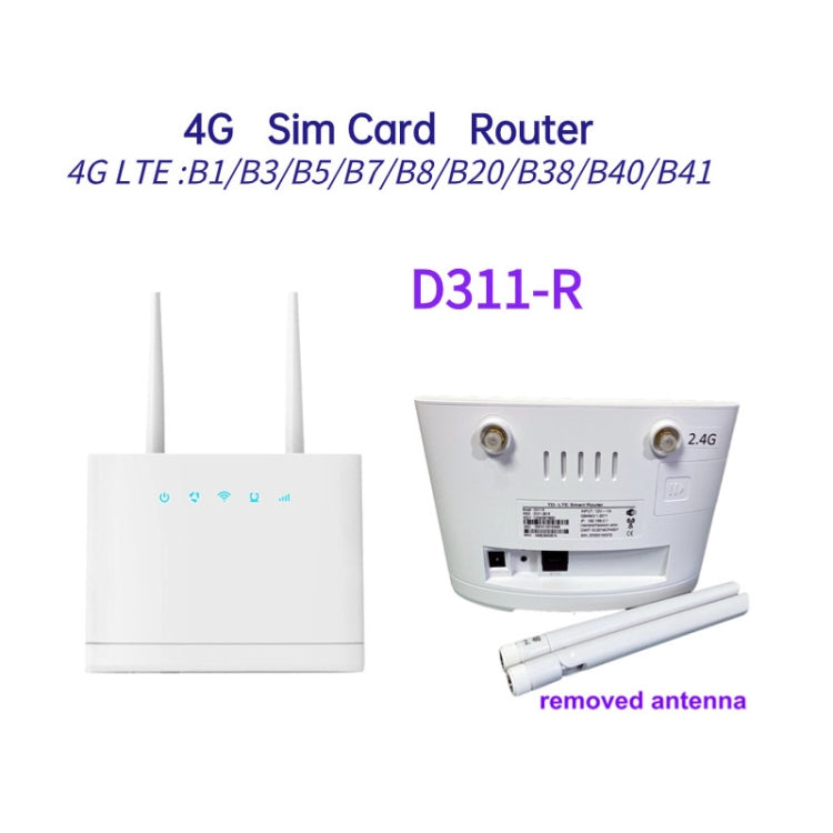Antenna router wireless mobile con scheda SIM CPE 4G staccabile, spina UE, D311-R