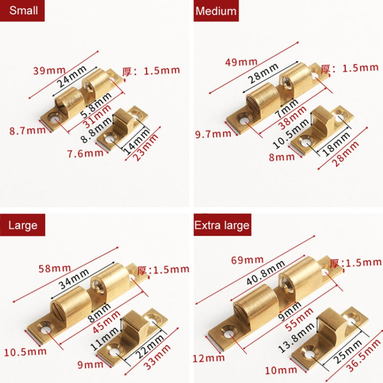 2 pezzi di fibbia magnetica a molla per porta a sfera con ventosa, Small Gold, Medium Gold, Large Gold, Extra Large Gold, Small Silver, Medium Silver, Large Silver, Extra Large Silver