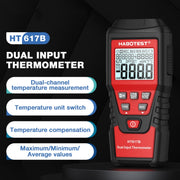 Termometro digitale a doppio canale HABOTEST HT617B con termocoppia