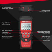 Termometro digitale a doppio canale HABOTEST HT617B con termocoppia