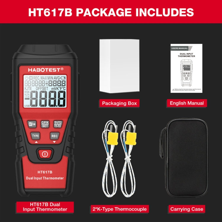 Termometro digitale doppio canale HABOTEST HT617B