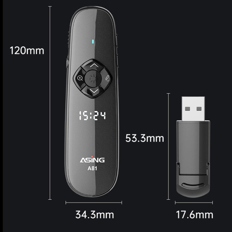 ASiNG A81 32GB Telecomando per presentazione laser digitale con visualizzazione dell'ora, Red Light, Green Light