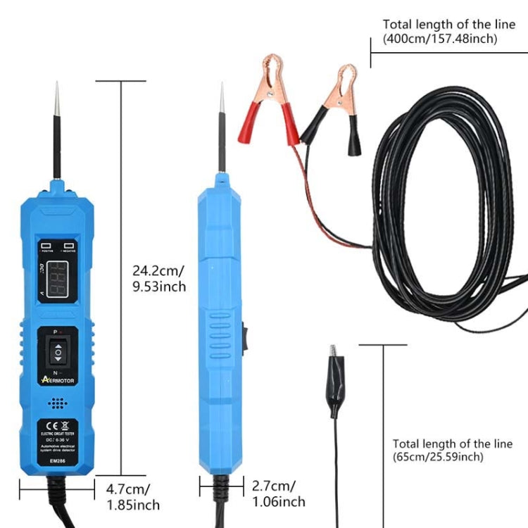 Penna per test di guida del sistema elettrico del circuito dell'auto multifunzionale EM286, Red 4m, Red 4.5m, Blue 4m, Blue 4.5m