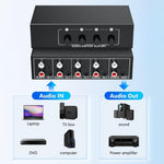 Switcher audio 4 ingressi 1 uscita 3.5mm + RCA AUX