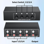 Switcher audio 4 ingressi 1 uscita 3.5mm + RCA AUX