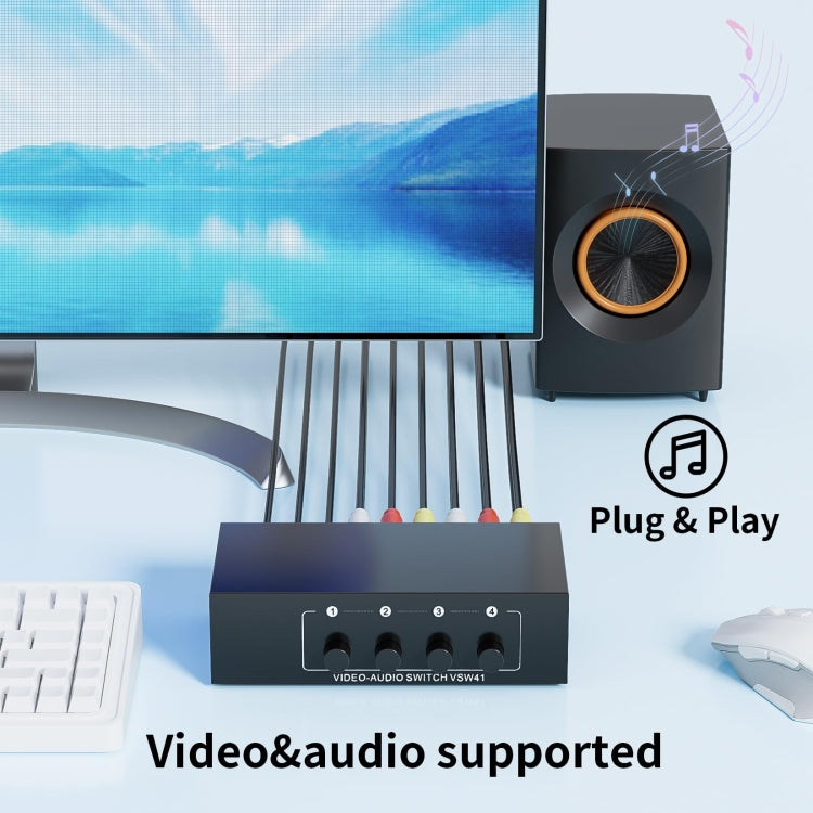 VSW41 AV 4 ingressi 1 uscita RCA Lotus Interface Audio e Video Switcher, VSW41