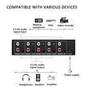 Distributore audio stereo 1 in 4 out 3,5 mm + RL per PC laptop DVD, spina UE, AUX -104
