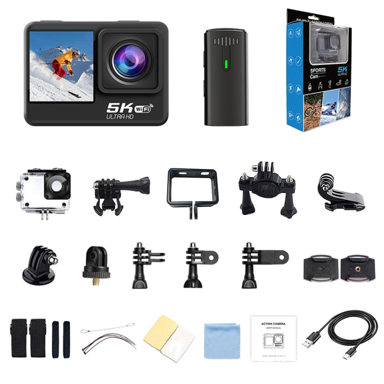 Telecamera sportiva impermeabile IP68 con doppio schermo touch 5K
