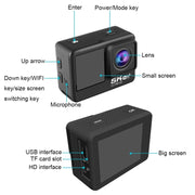 Telecamera sportiva impermeabile IP68 con doppio schermo touch remoto anti-vibrazione WIFI HD 5K/30FPS, Microphone Version