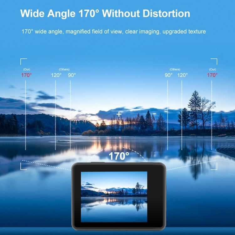 Telecamera sportiva impermeabile IP68 con doppio schermo touch 5K