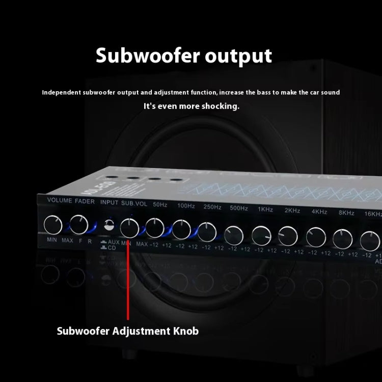 ADL-EQ9 Car Audio Equalizzatore a 9 bande EQ Tuning Crossover Amplificatore, ADL-EQ9